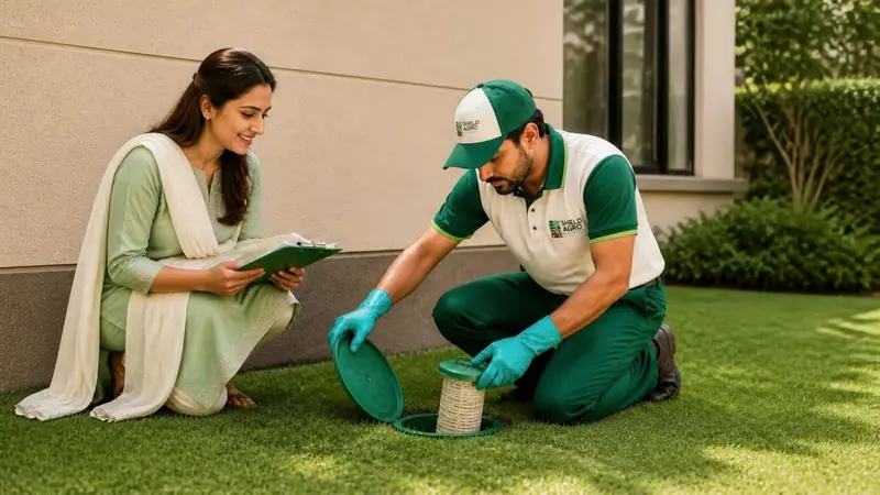 Shield Agro technician carrying out annual termite protection plan