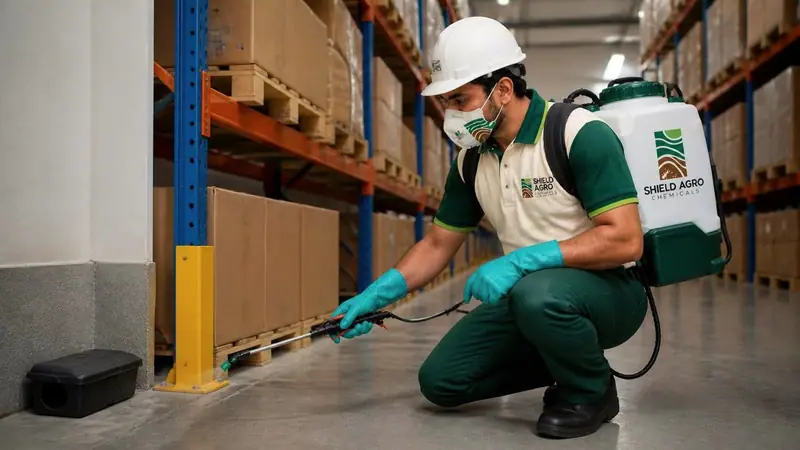 Shield Agro technician carrying out commercial & industrial pest control