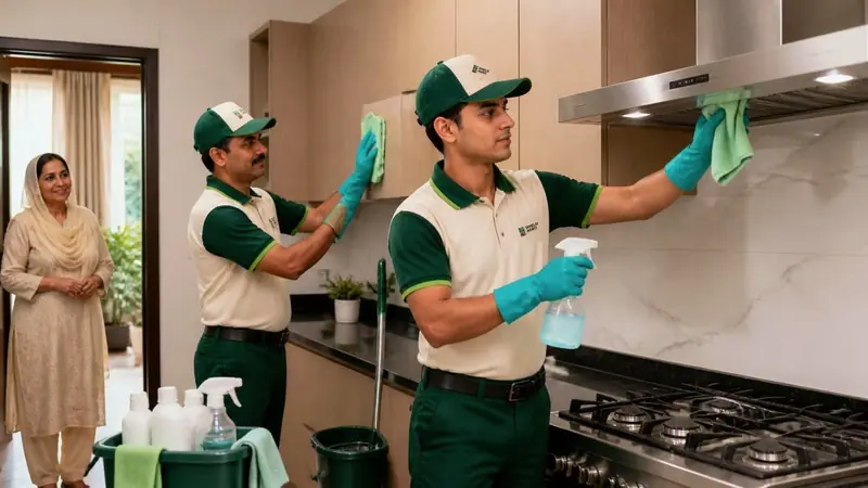 Shield Agro technician carrying out house deep cleaning