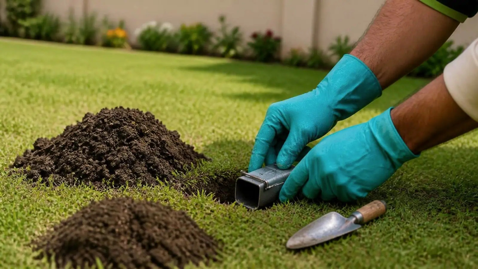 Shield Agro technician carrying out mole & shrew control