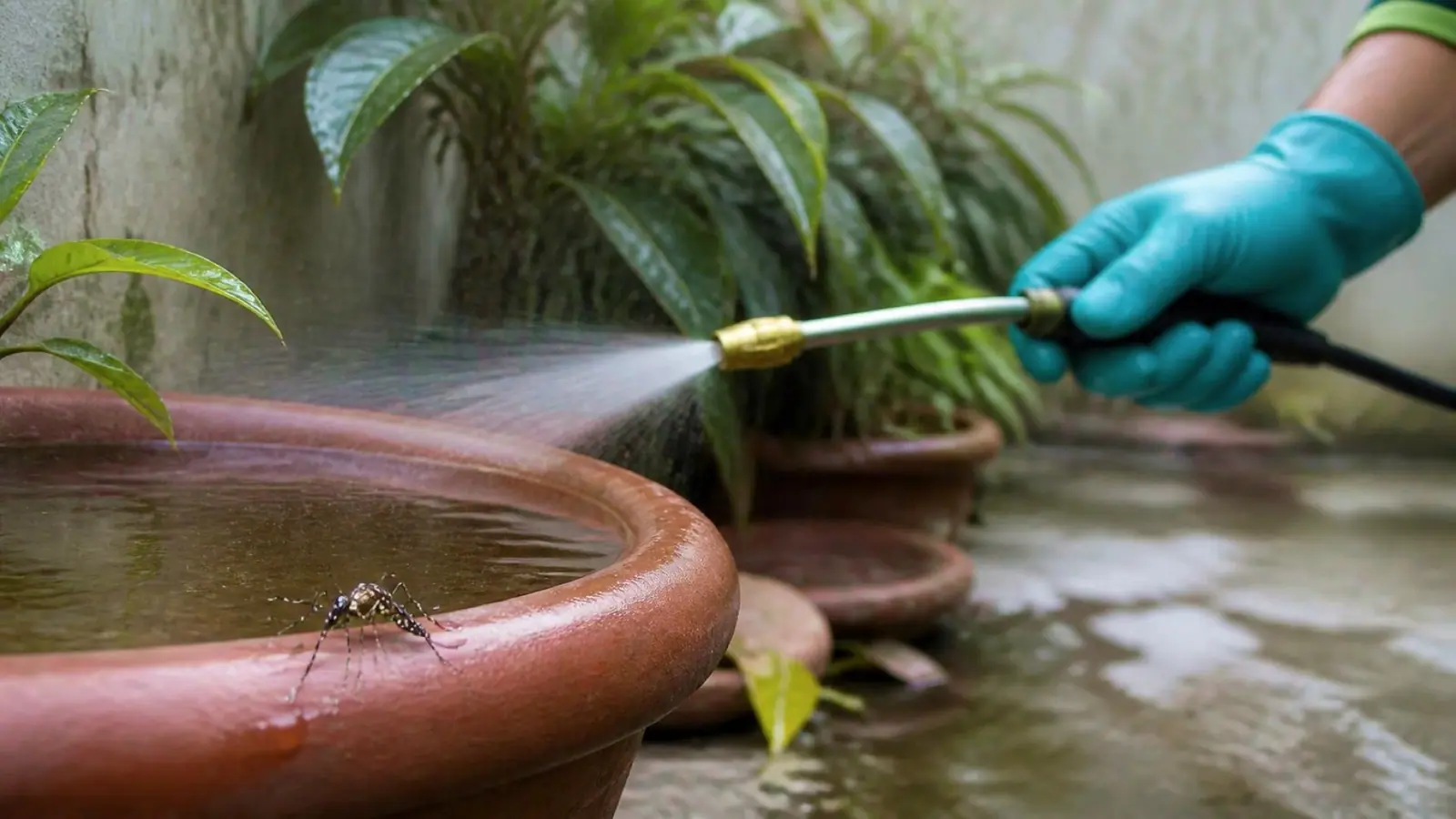 Shield Agro technician carrying out mosquito & dengue control