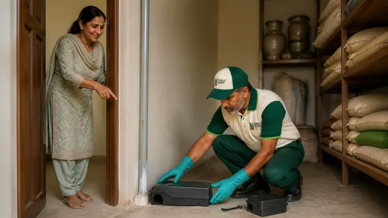 Shield Agro technician carrying out rat & mouse control