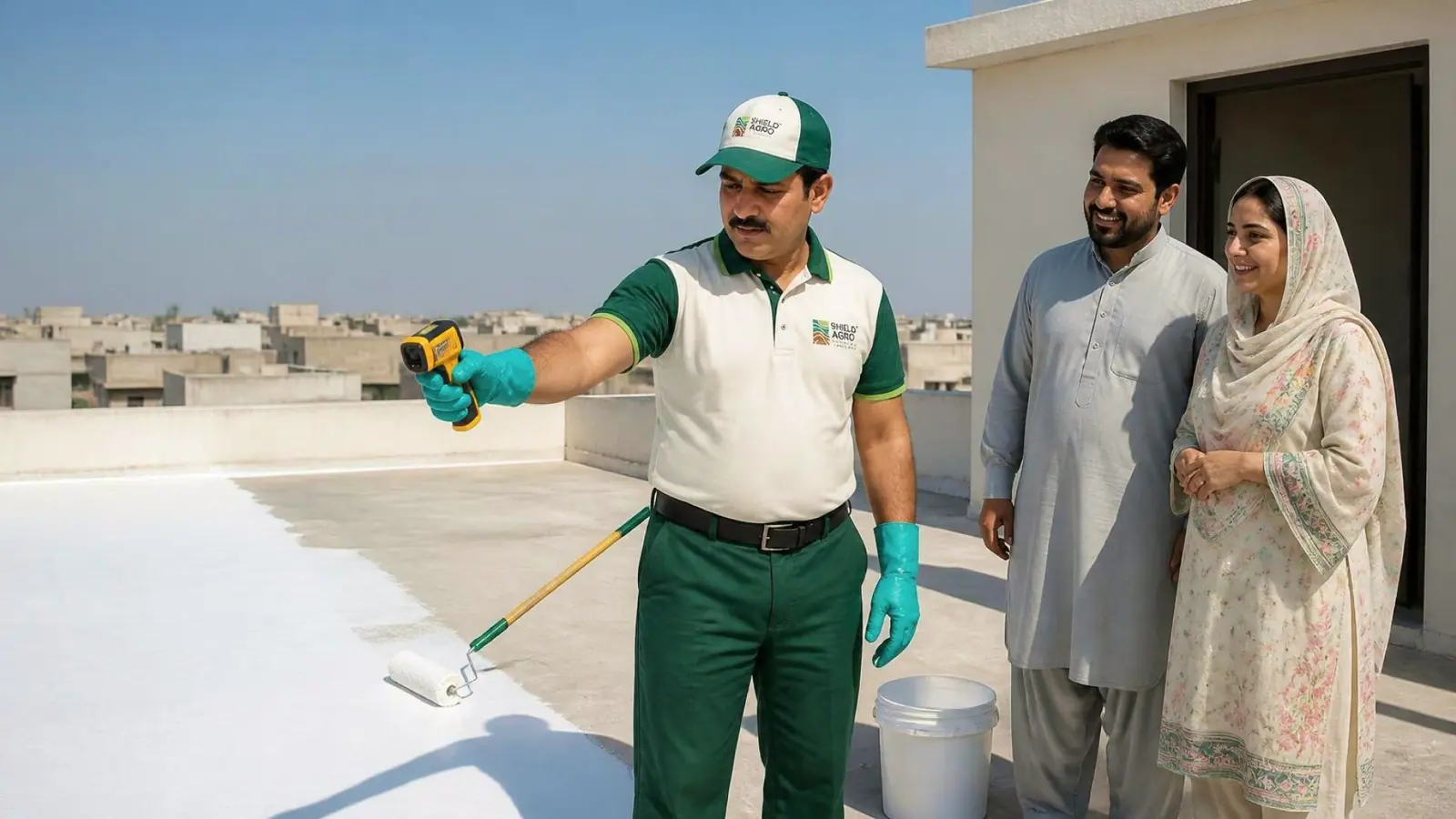 Shield Agro technician carrying out roof heatproofing