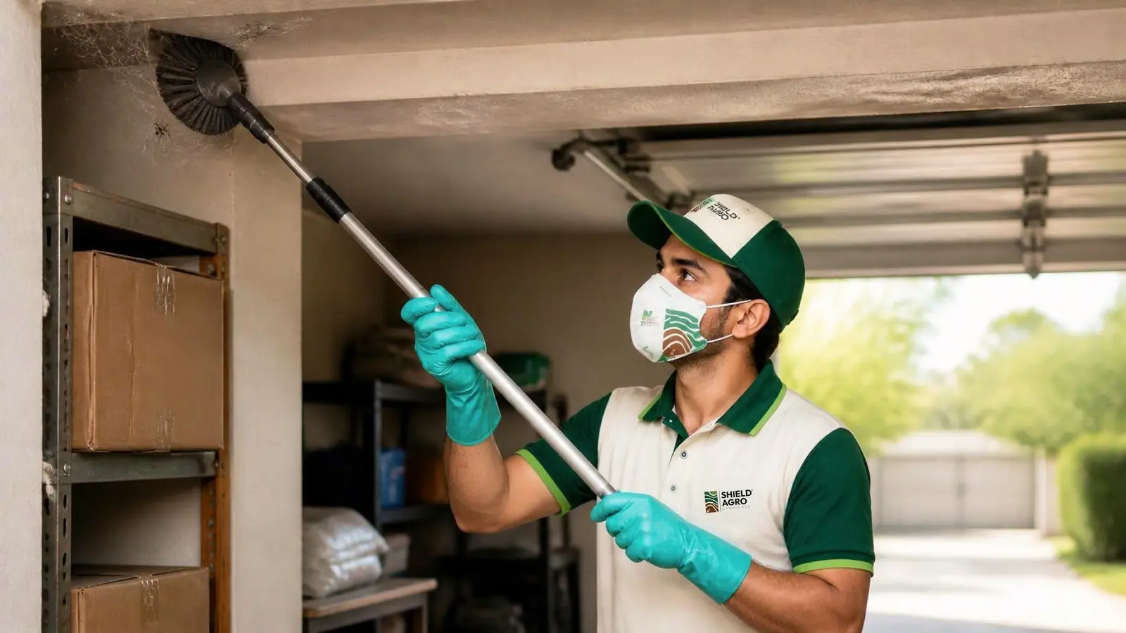 Shield Agro technician carrying out spider control