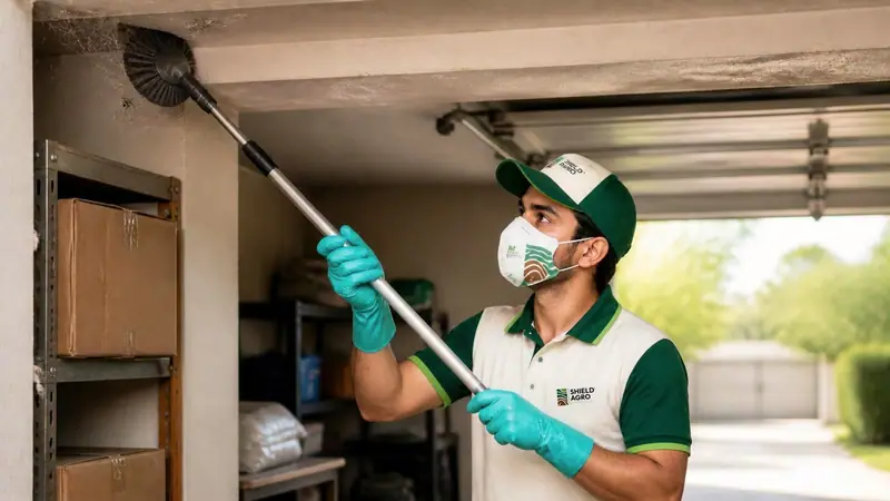 Shield Agro technician carrying out spider control