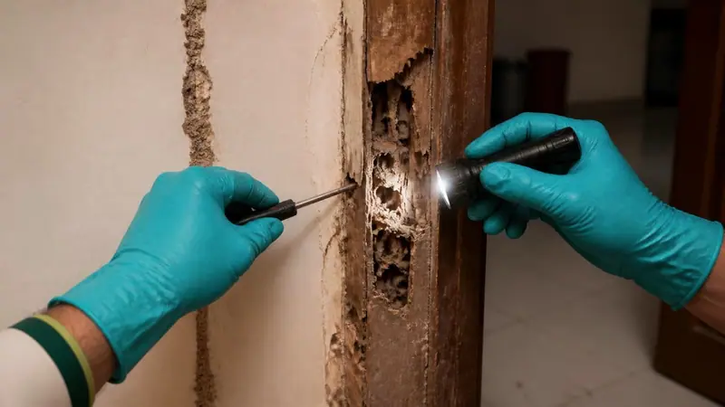 Shield Agro technician carrying out termite (deemak) treatment