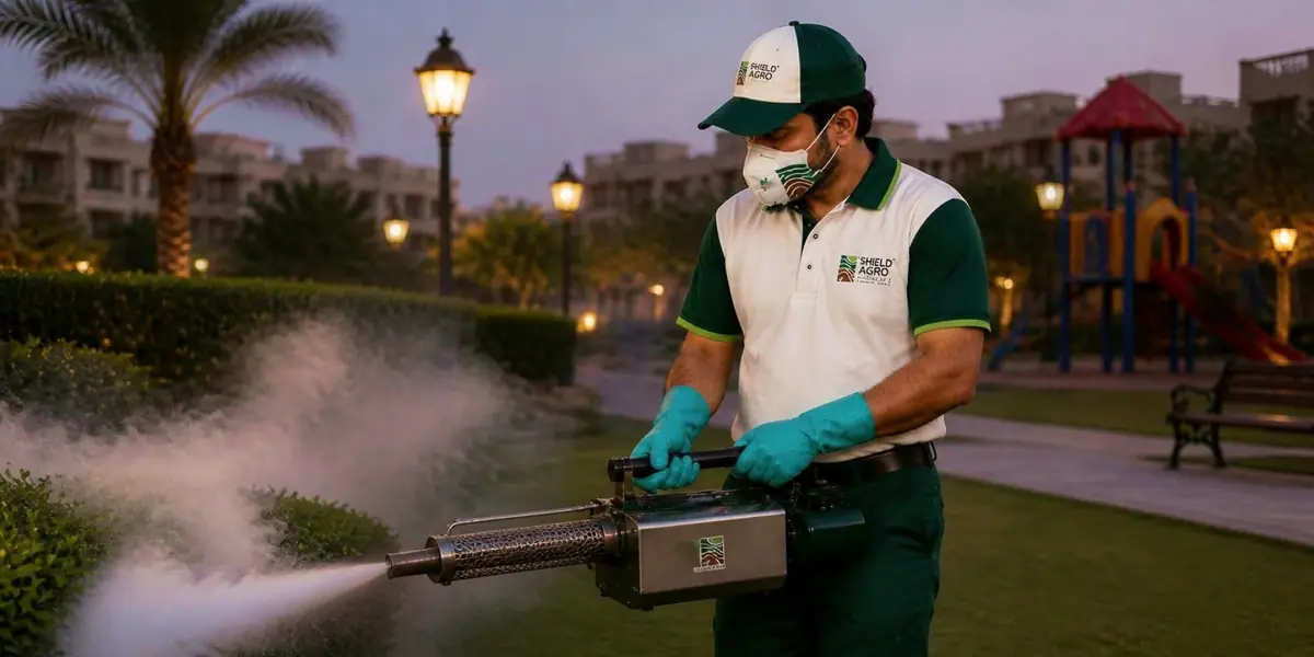 Thermal fogging for mosquitoes in a housing society at dusk